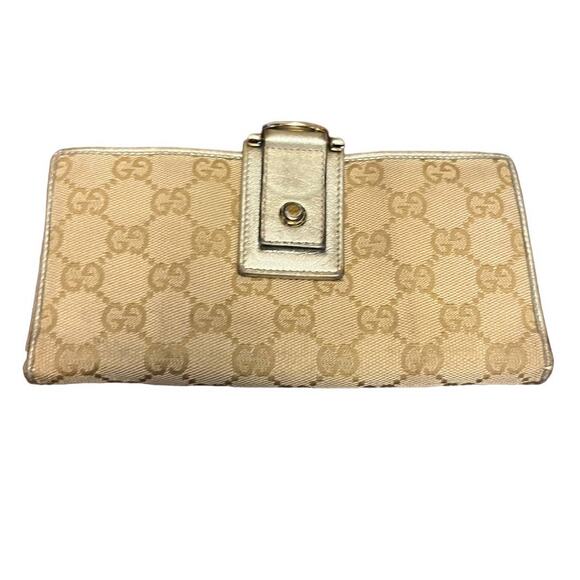Gucci D Ring GG Canvas leather Continental Wallet SEE PHOTOS FOR WEAR - Picture 1 of 16